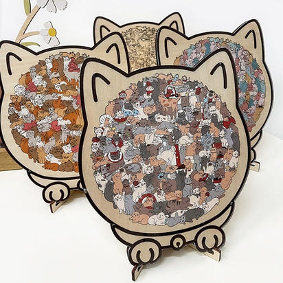 Cat-Shaped Wooden Puzzle Art™