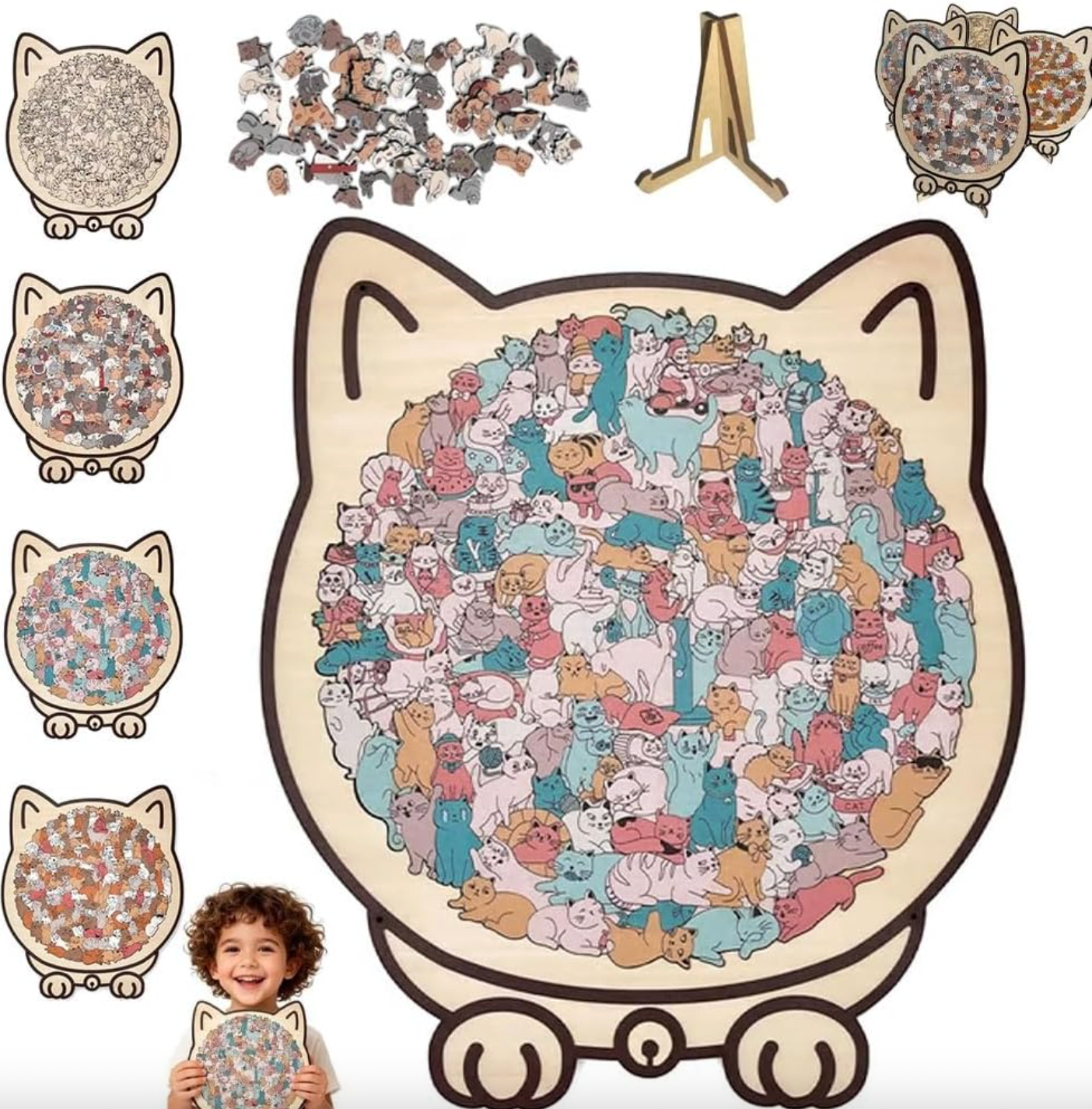 Cat-Shaped Wooden Puzzle Art™